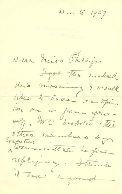 Letter from Agnes M. Ramsay to Caroline Phillips