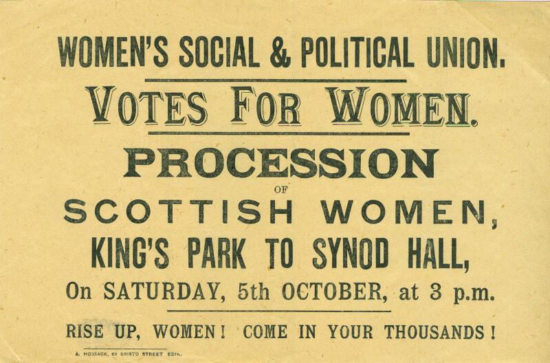 Flyers for Women's Social and Political Union (WSPU) Procession in Edinburgh