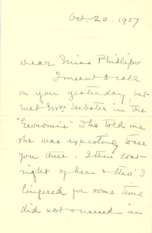 Letter from Agnes M. Ramsay to Caroline Phillips