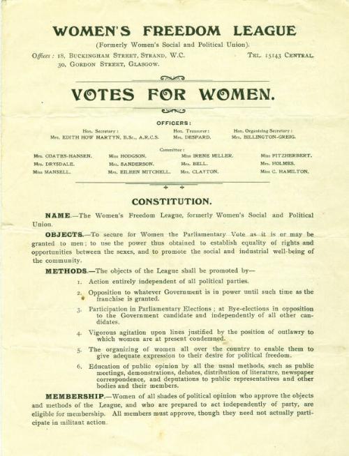 Constitution of the Women's Freedom League