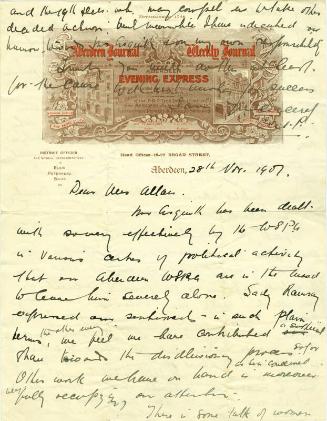 Letter from Caroline Phillips to Mrs Allan