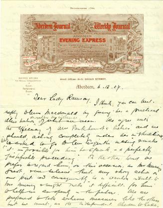 Letter from Caroline Phillips to Lady Ramsay