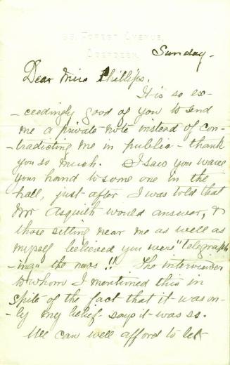 Letter from B. V. Blackt to Caroline Phillips