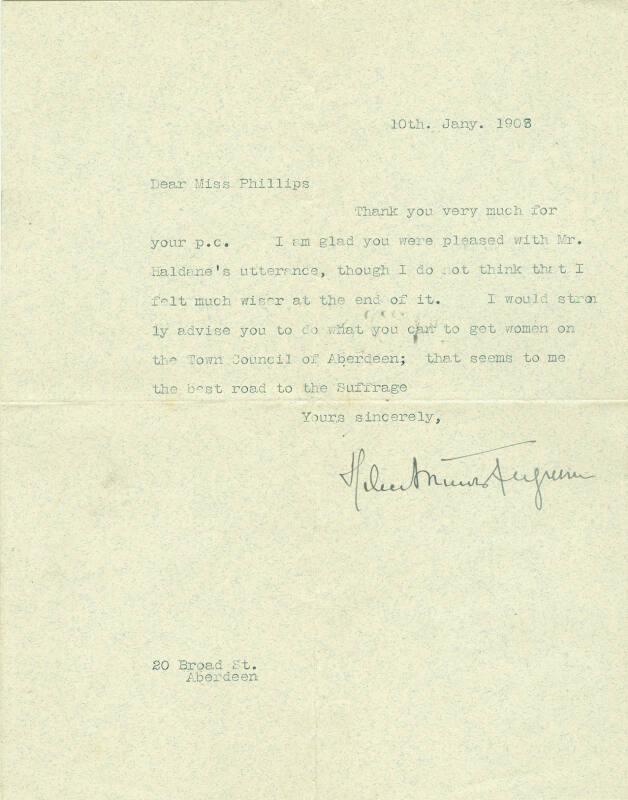 Letter from Helen Munro Tugreen to Caroline Phillips