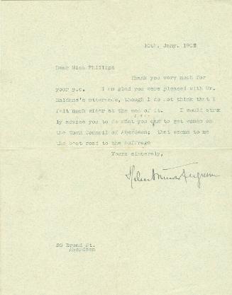 Letter from Helen Munro Tugreen to Caroline Phillips