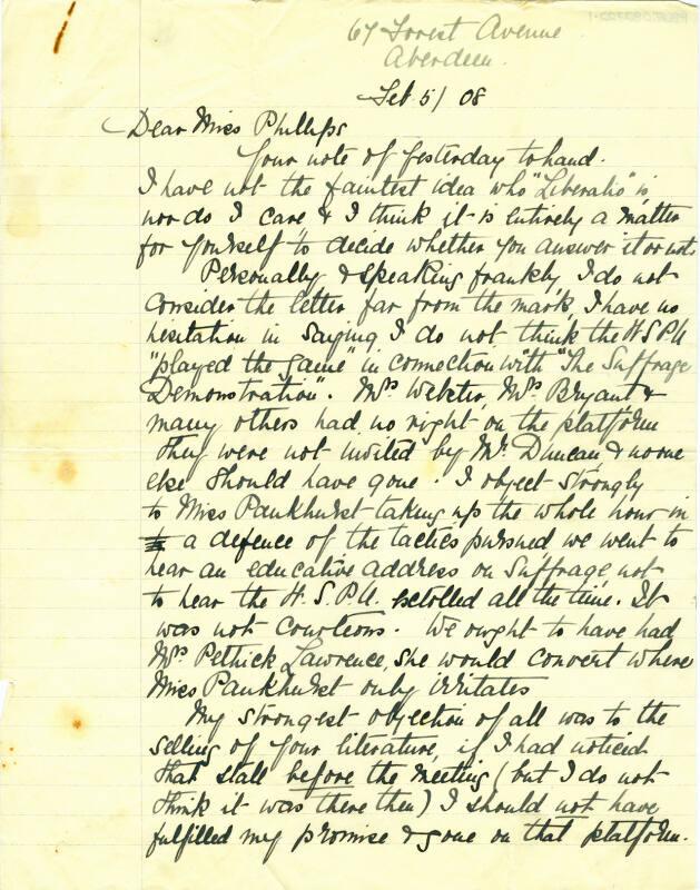 Letter from Annie Allan to Caroline Phillips