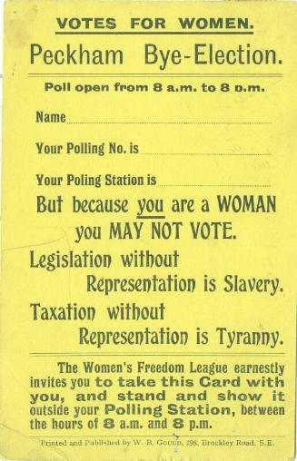 Mock Polling Card Postcard for Peckham Bye Election