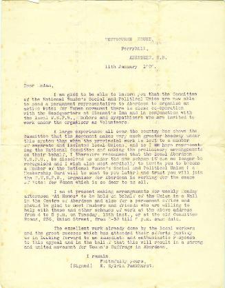 Letter from Sylvia Pankhurst to Caroline Phillips