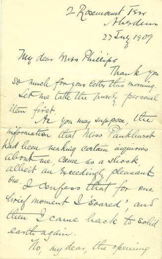 Letter from Annie McRobie to Caroline Phillips