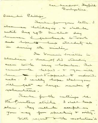 Letter from Teresa Billington-Grieg to Caroline Phillips