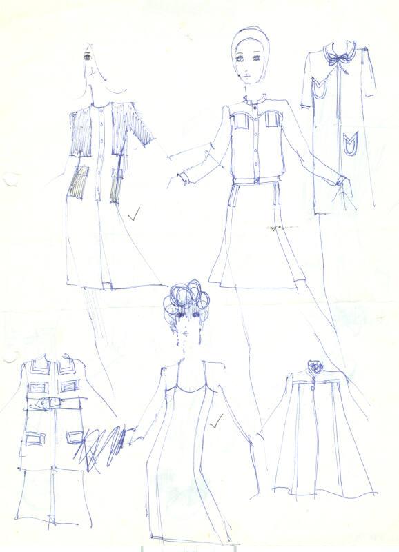 Multidrawing of Dress and Suit Designs