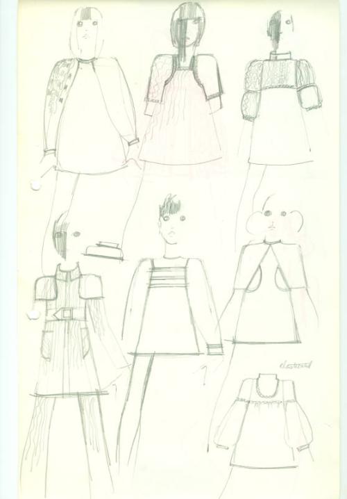 Multidrawing of Dress and Suit Designs