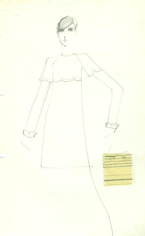 Drawing of Dresses and Trouser Suit