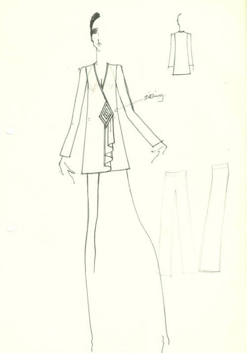 Drawing of Dress, Trousers and Coat