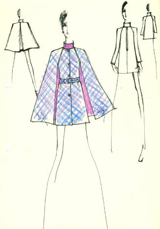 Drawing of Dress and Caped Coat