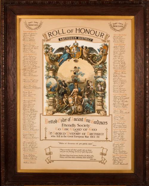 Roll of Honour 1914-1919, Aberdeen District of British Order of Ancient Free Gardeners