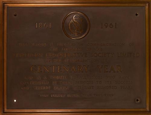 Centenary Commemoration Plaque for Founding of the Northern Cooperative Society