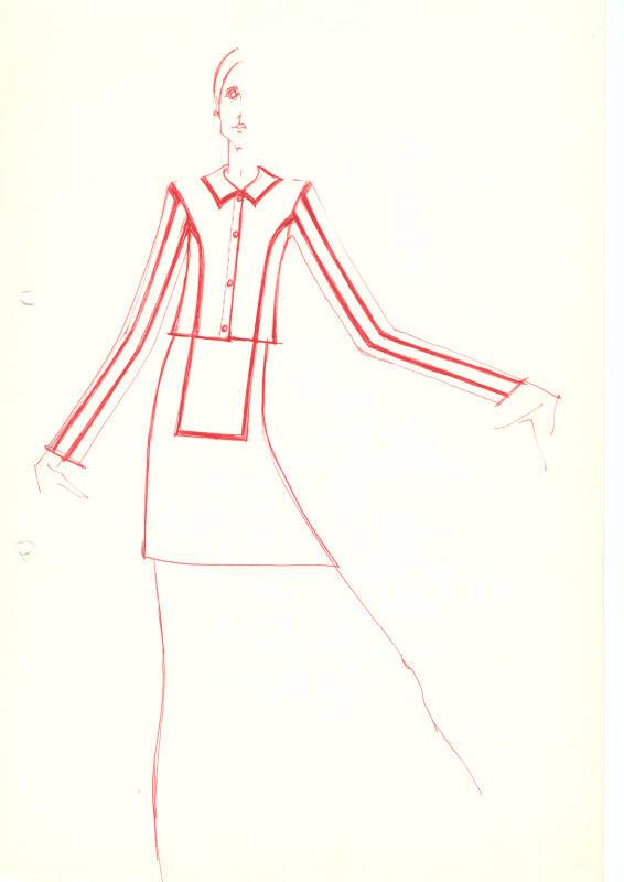 Drawing of Blouse and Skirt