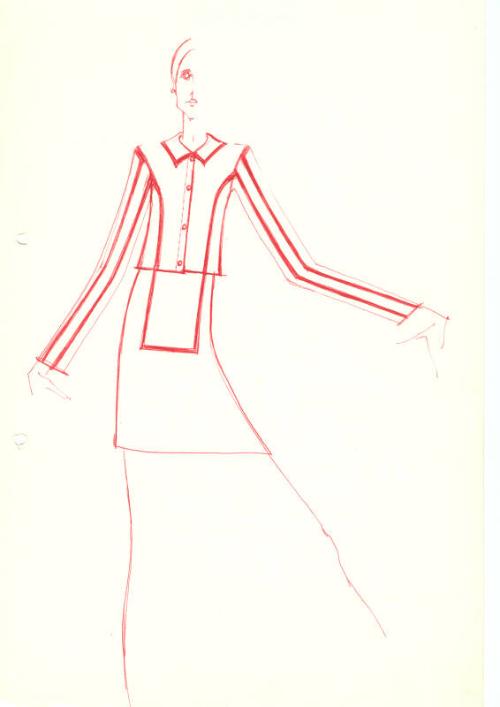 Drawing of Blouse and Skirt