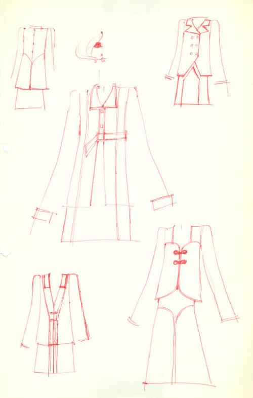 Multidrawing of Five Skirt Suits