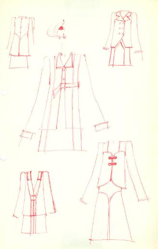 Multidrawing of Five Skirt Suits