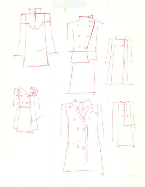 Multidrawing of Suits, Dresses and Coats