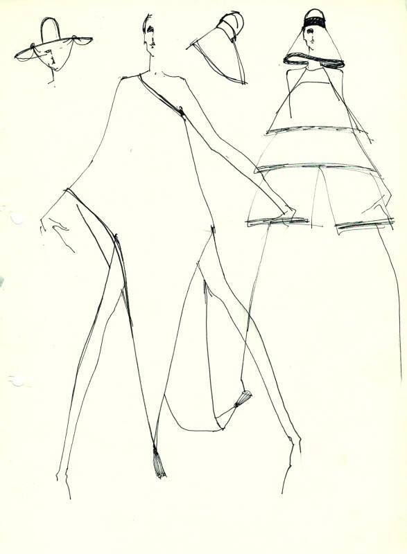 Drawing of Dresses and Hats