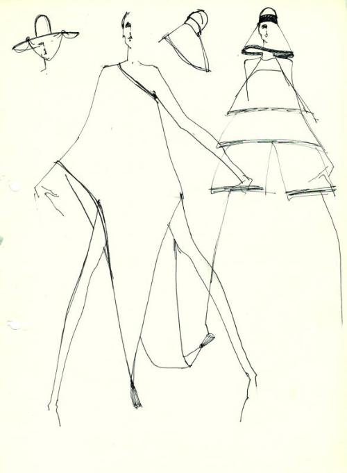 Drawing of Dresses and Hats
