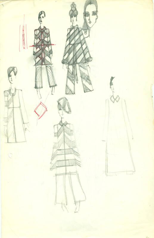 Multidrawing of Jackets, Trousers, Coats and Dresses