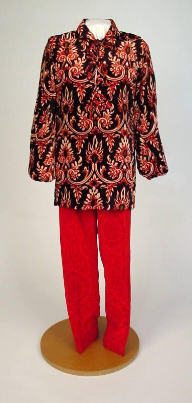 Red Damask Velvet Trousers