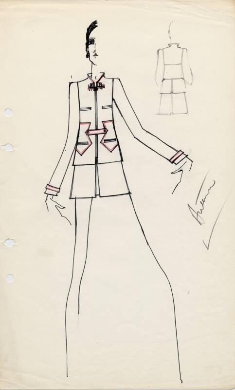 Drawing of Skirt Suit for Autumn