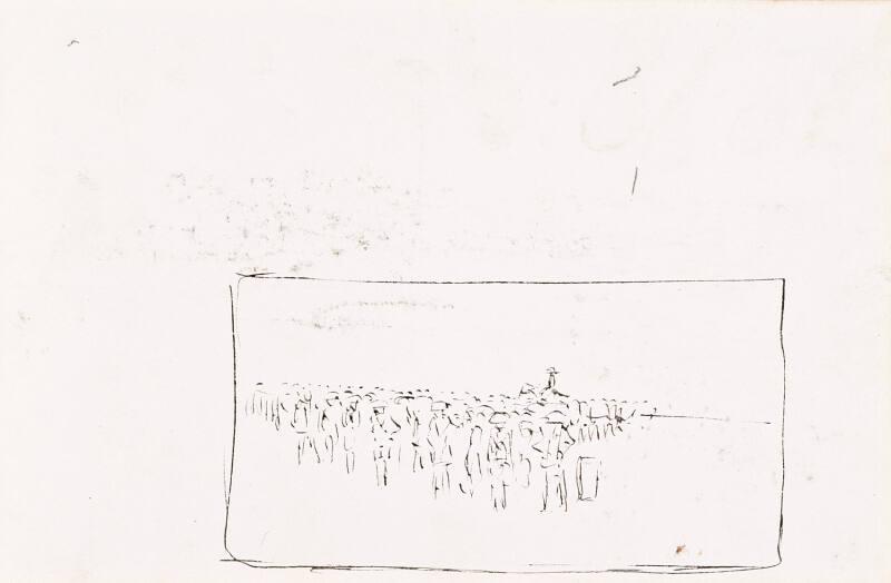 recto: Landscape, verso: One horseman and a Troops - leaf from Sketchbook - War