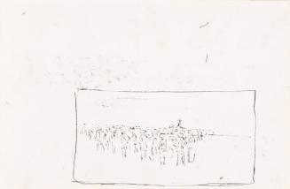 recto: Landscape, verso: One horseman and a Troops - leaf from Sketchbook - War