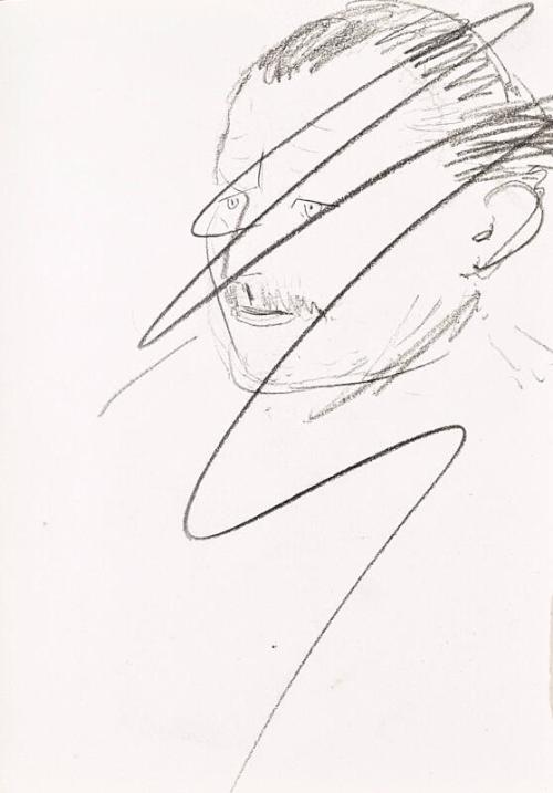 recto: Landscape, verso: Portrait of Man with Moustache (scored out) - leaf from Sketchbook - War