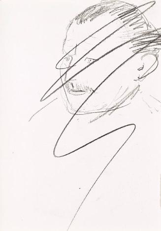 recto: Landscape, verso: Portrait of Man with Moustache (scored out) - leaf from Sketchbook - War