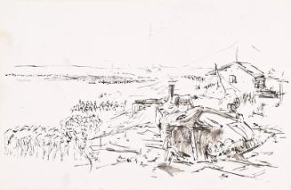 Troops on Horseback and Railway Engine - leaf from Sketchbook - War