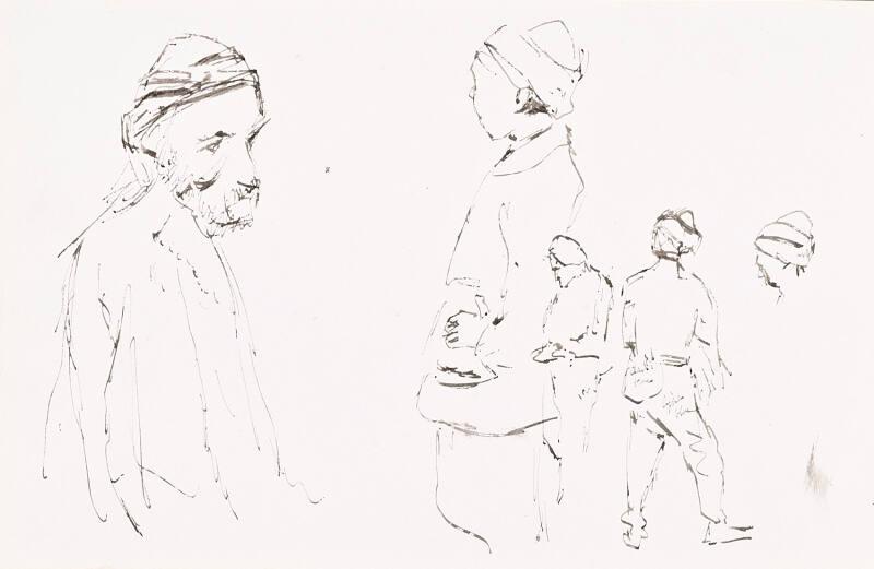 Figure studies of Boy and Men - leaf from Sketchbook - War