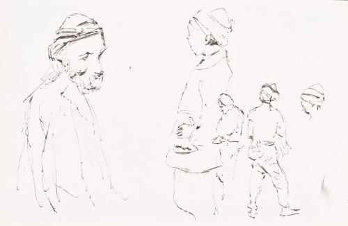 Figure studies of Boy and Men - leaf from Sketchbook - War