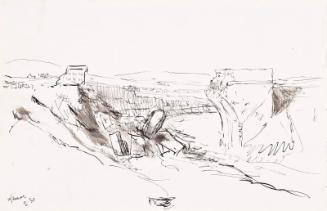 recto: Landscape with Ruined Bridge, verso: Landscape - leaf from Sketchbook - War