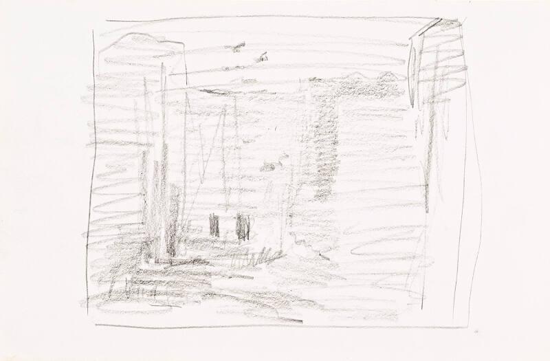 recto: Sketch of Building with Two Birds, verso: Bird on a Fence - leaf from Sketchbook - War