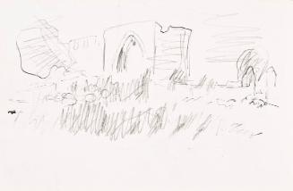 recto: Building with Arched Entrance, verso: right hand side of Landscape Sketch - leaf from Sketchbook - War