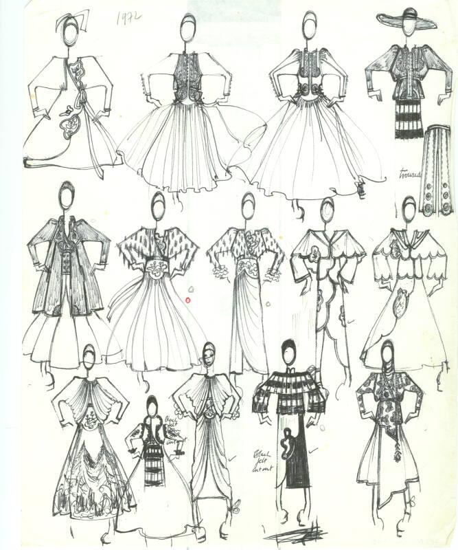 Multidrawing of Dresses, Tops and Skirts