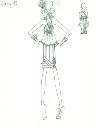 Drawing of Top and Skirt for Spring 1973 Collection