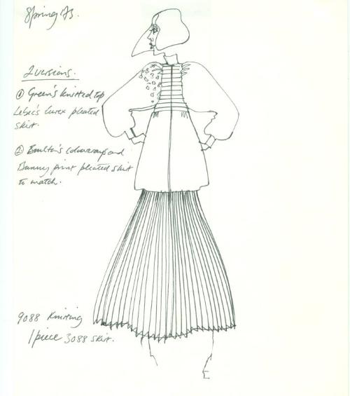 Drawing of Top and Skirt for Spring 1973 Collection