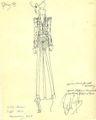 Drawing of Jacket and Skirt for Spring 1973 Collection