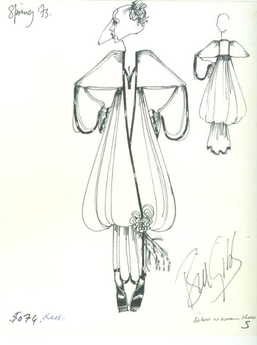 Drawing of Dress for Spring 1973 Collection