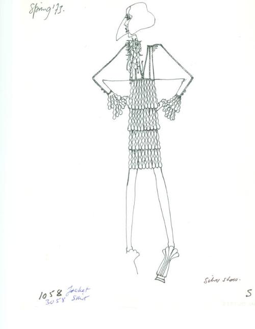 Drawing of Dress for Spring 1973 Collection