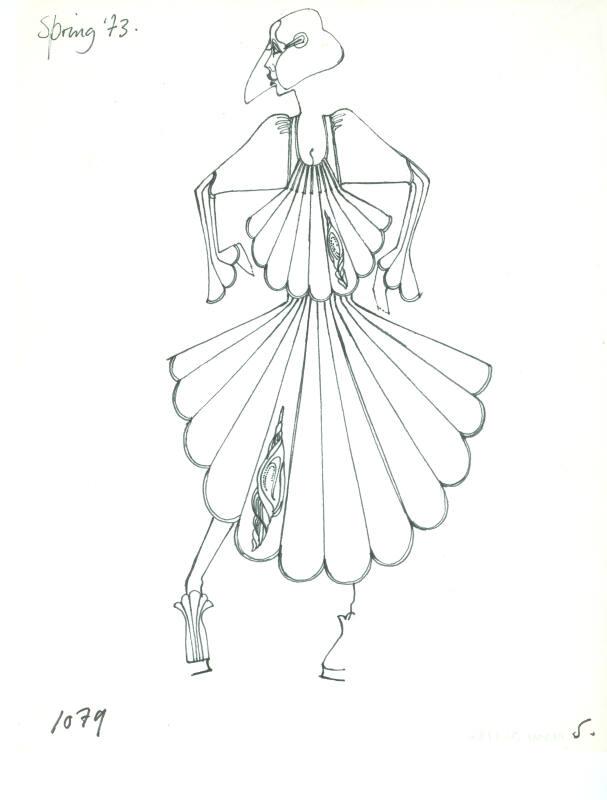 Drawing of Dress for Spring 1973 Collection