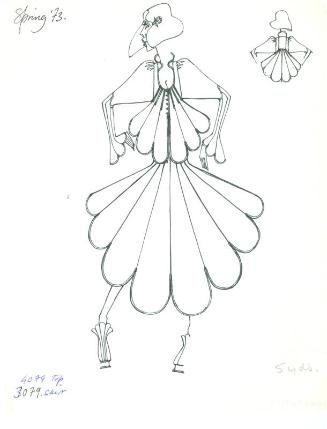 Drawing of Top and Skirt for Spring 1973 Collection