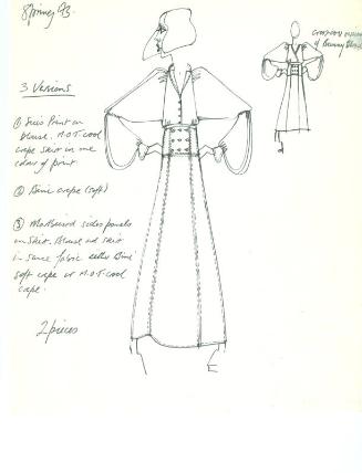 Drawing of Blouse and Skirt for Spring 1973 Collection